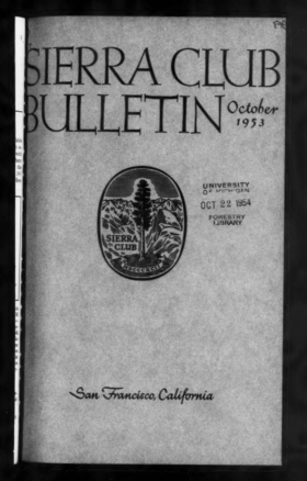 Sierra Club Bulletin 1953 Vol 38 No 8 October cover